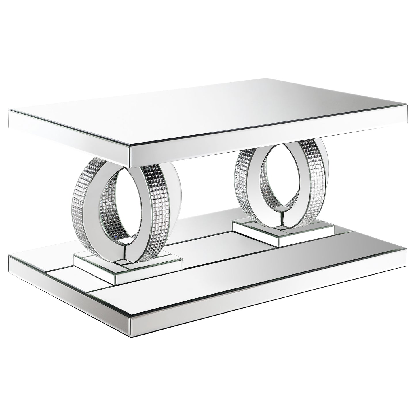 Breena 2-piece Mirrored Coffee and End Table Set Silver
