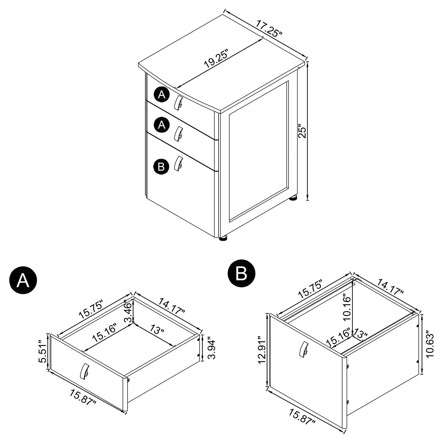 Estrella 3-drawer Home Office File Cabinet Rustic Nutmeg