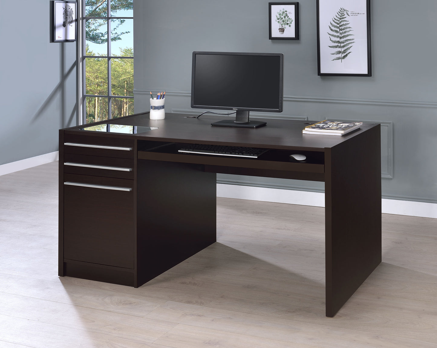 Halston 60-inch 3-drawer Office Computer Desk Cappuccino
