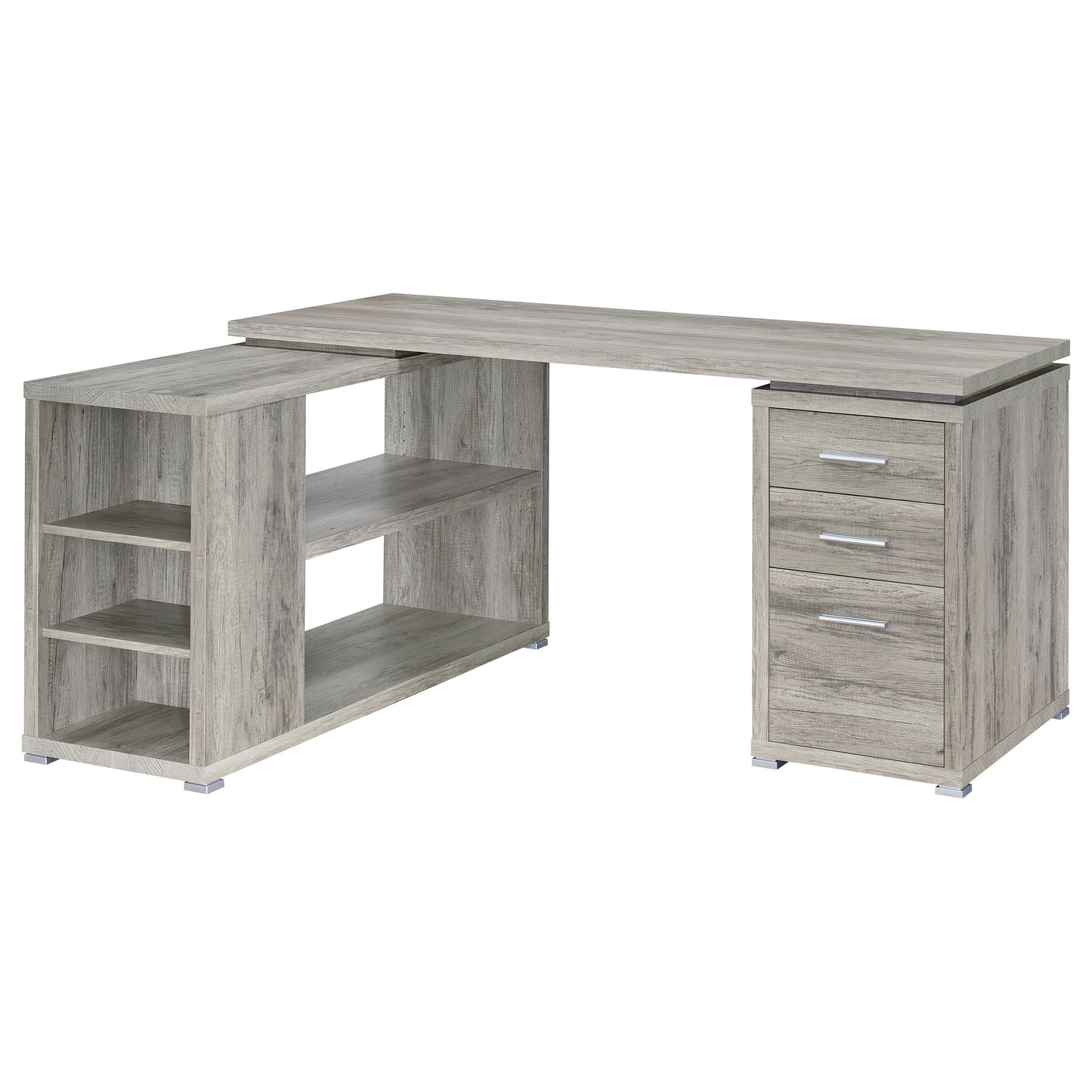 Yvette 60-inch 3-drawer L-Shape Computer Desk Grey Driftwood