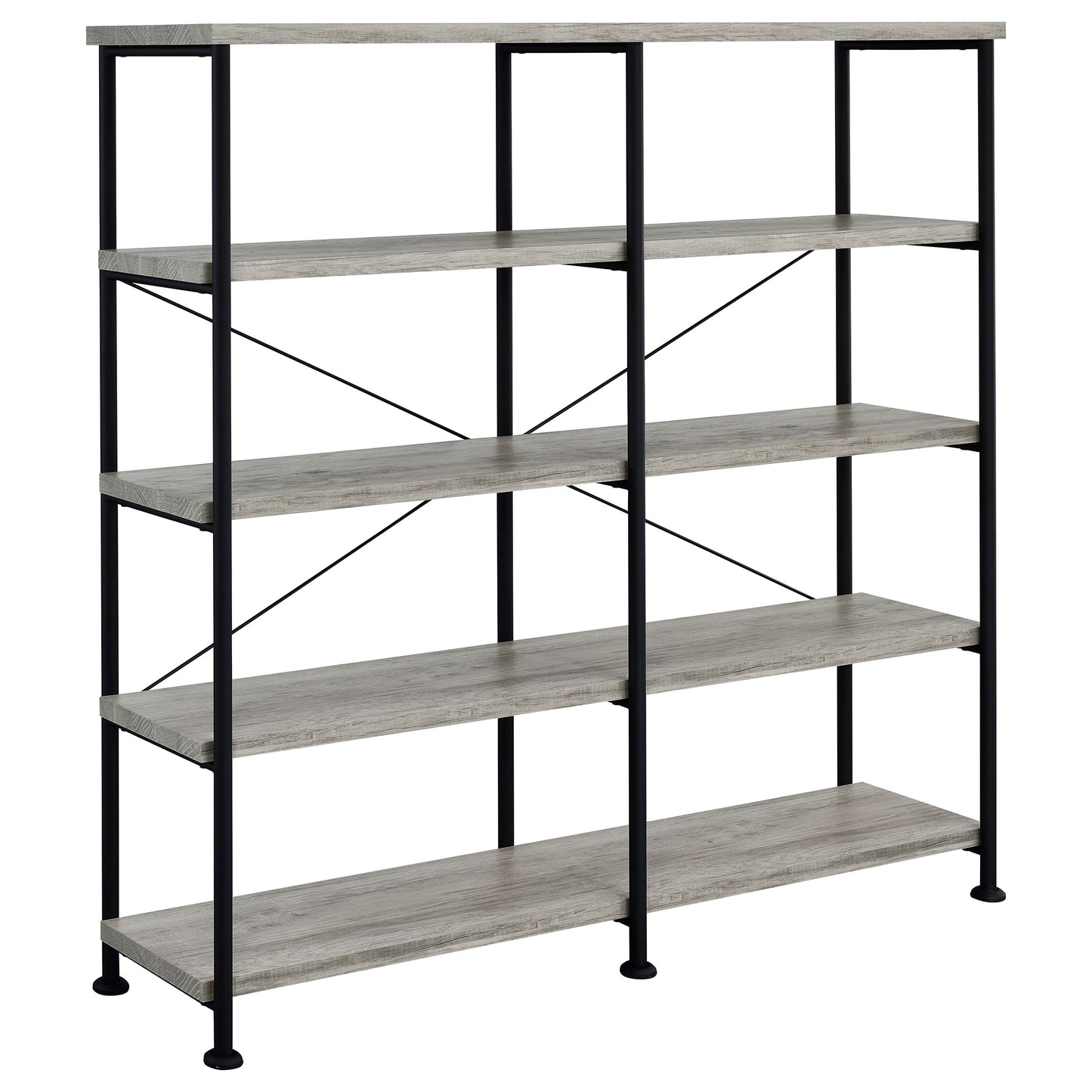 Analiese 63-inch 4-shelf Double Bookshelf Grey Driftwood