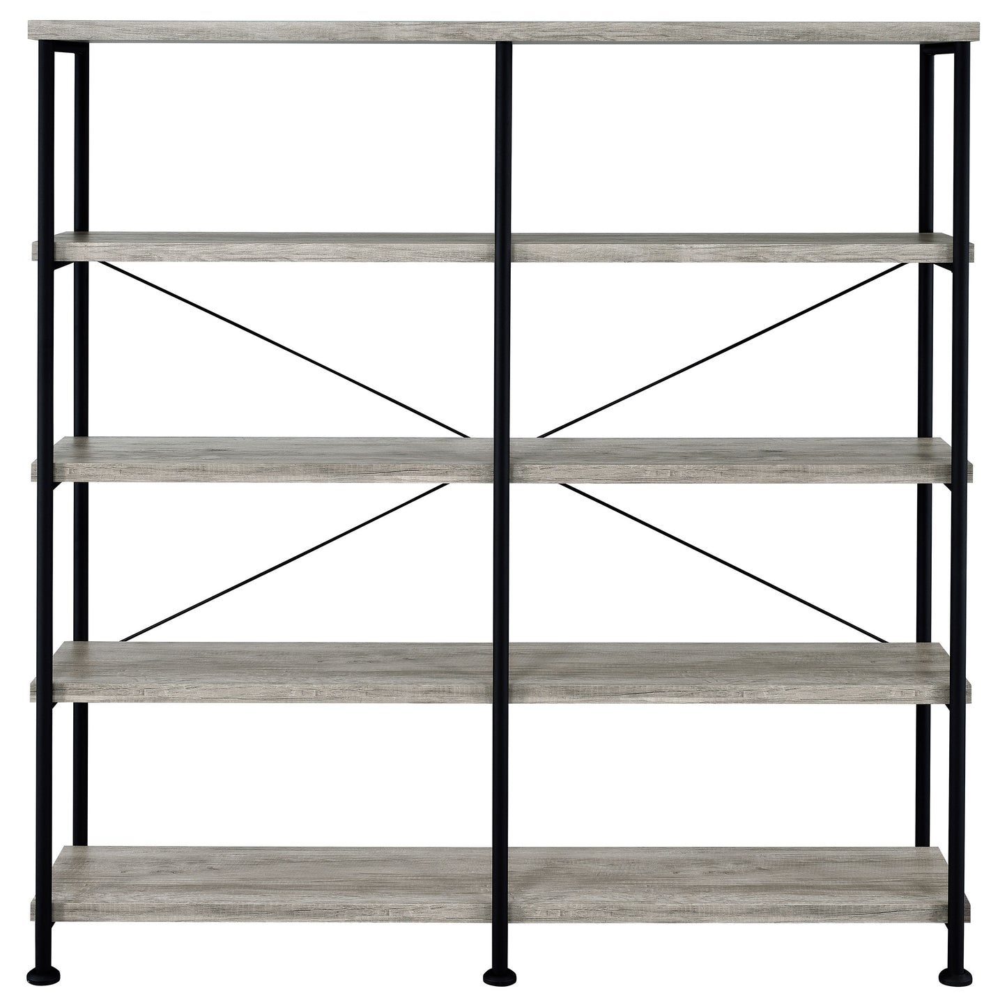 Analiese 63-inch 4-shelf Double Bookshelf Grey Driftwood