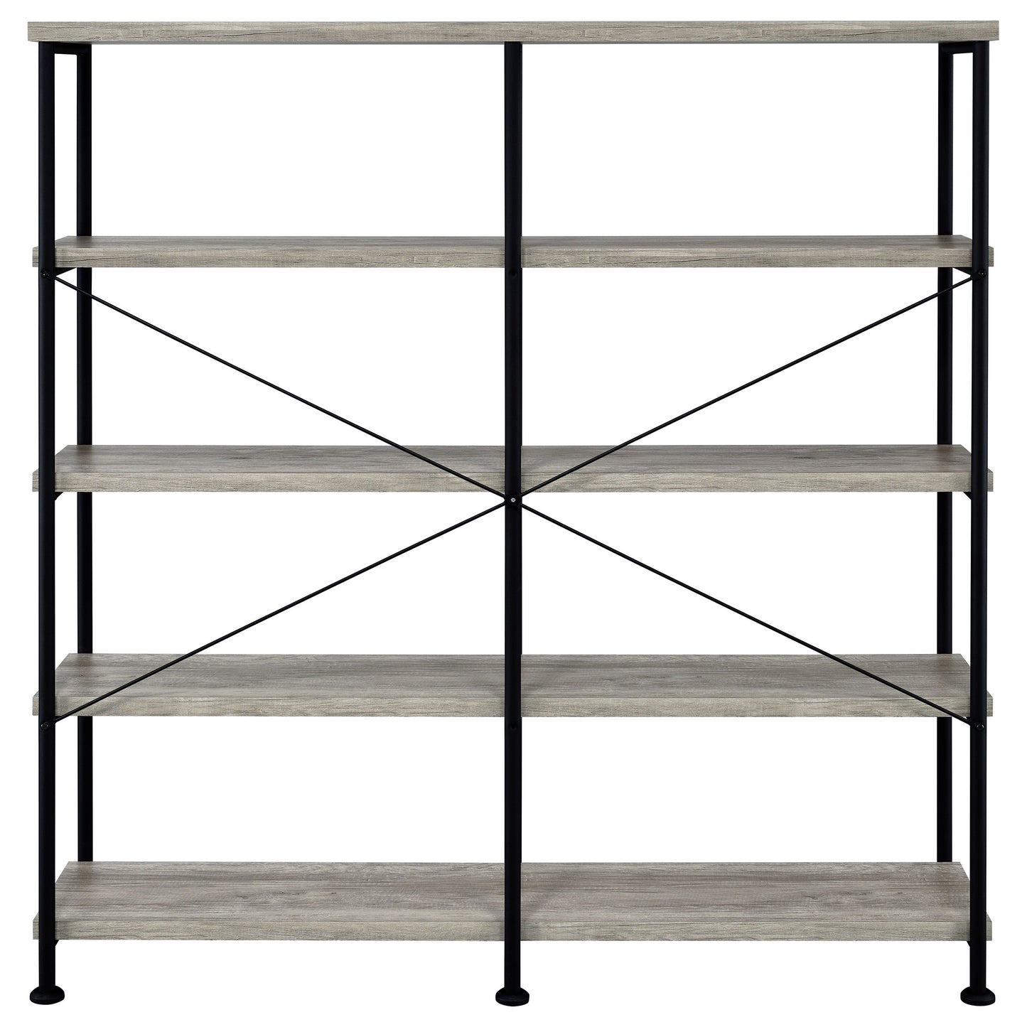 Analiese 63-inch 4-shelf Double Bookshelf Grey Driftwood