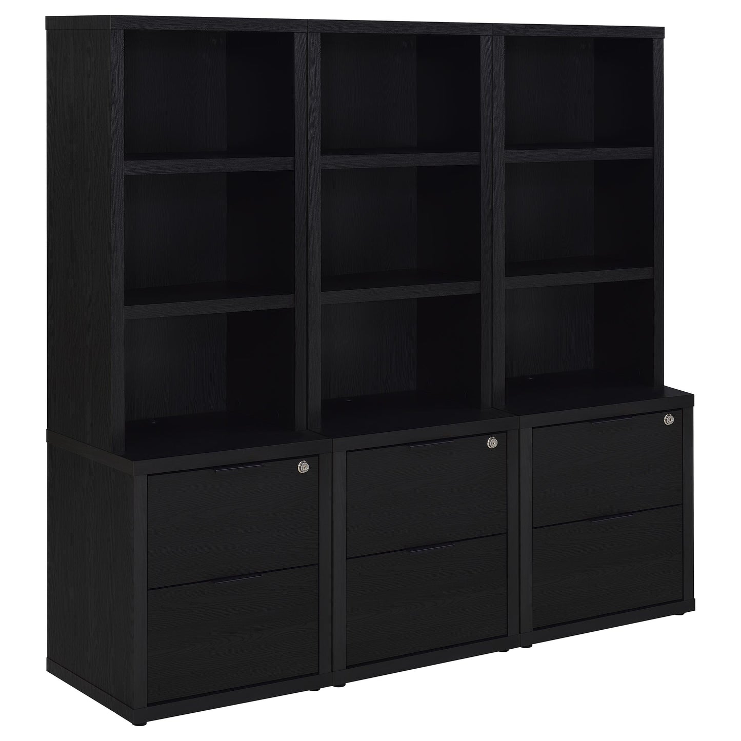 Westpark 3-piece Wall Unit Bookcase Set with USB Black