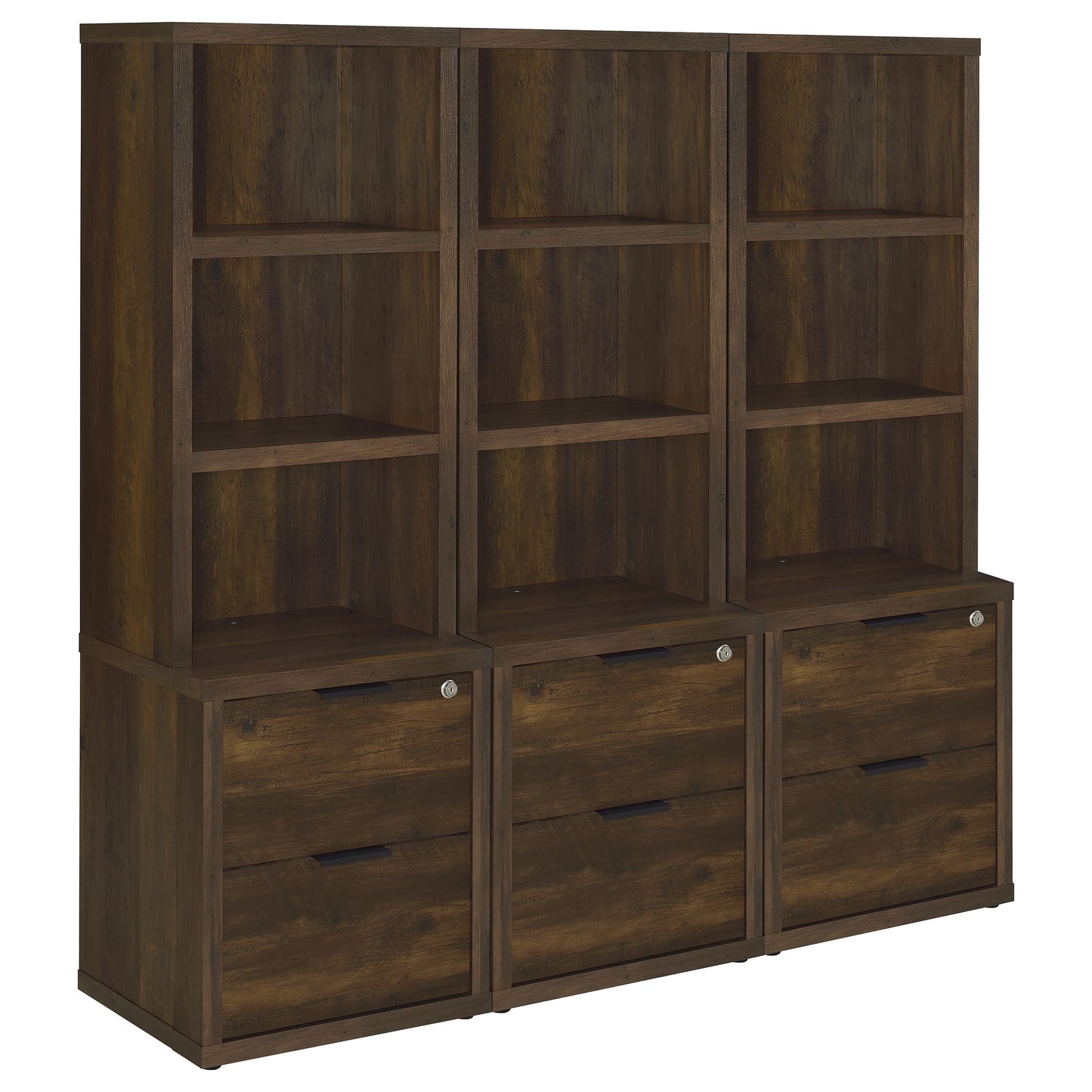 Westpark 3-piece Wall Unit Bookcase Set with USB Dark Pine