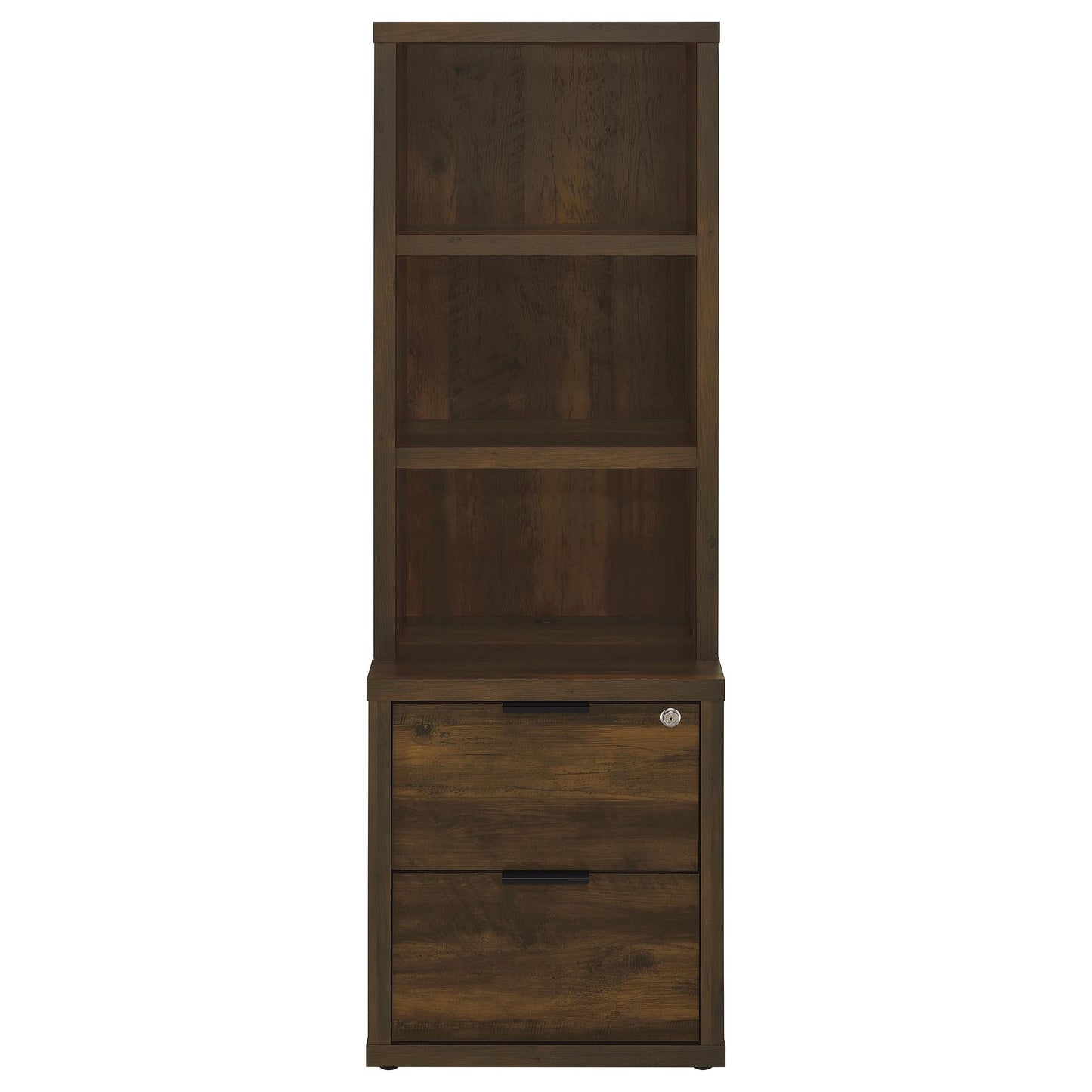 Westpark 3-shelf Bookcase USB and Lockable Drawer Dark Pine