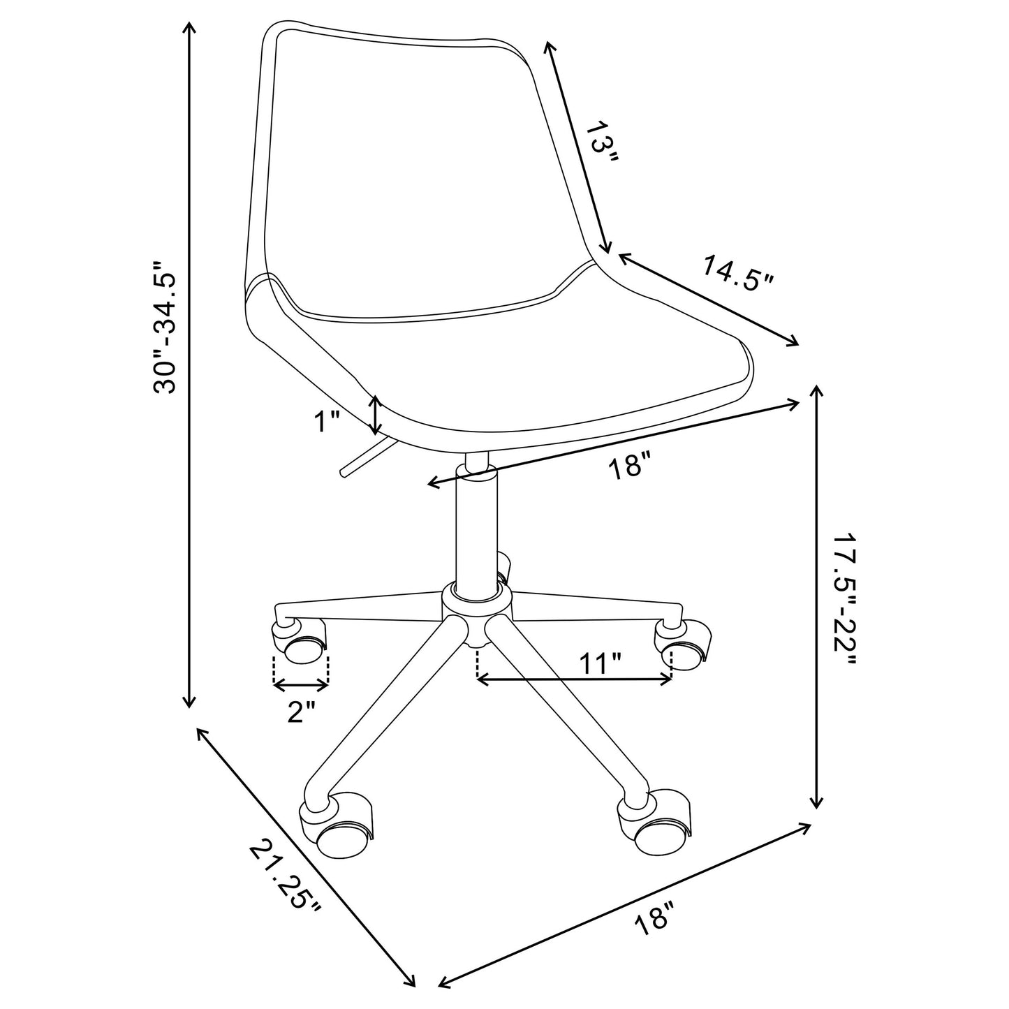 Carnell Upholstered Adjustable Home Office Desk Chair Brown