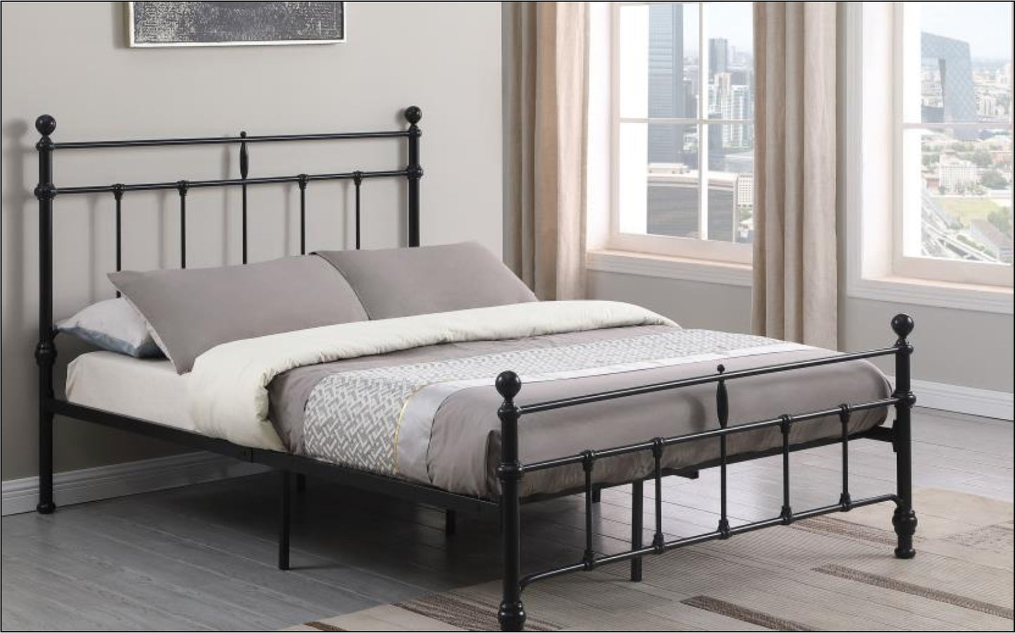 Novak 48-inch Metal Full Open Frame Bed Matte Black