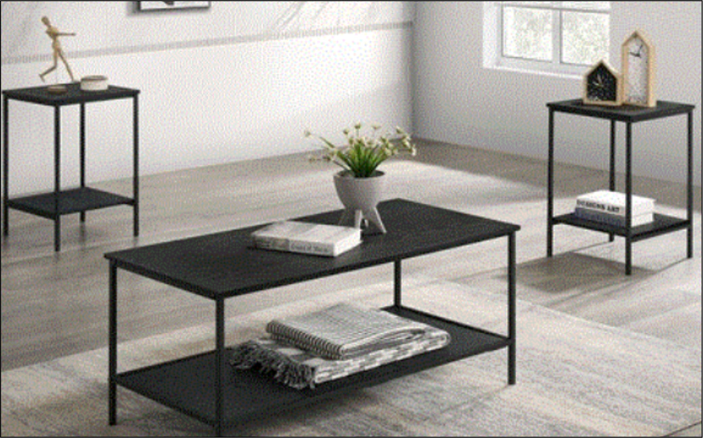 Pallas 3 Pc. Table Set Black