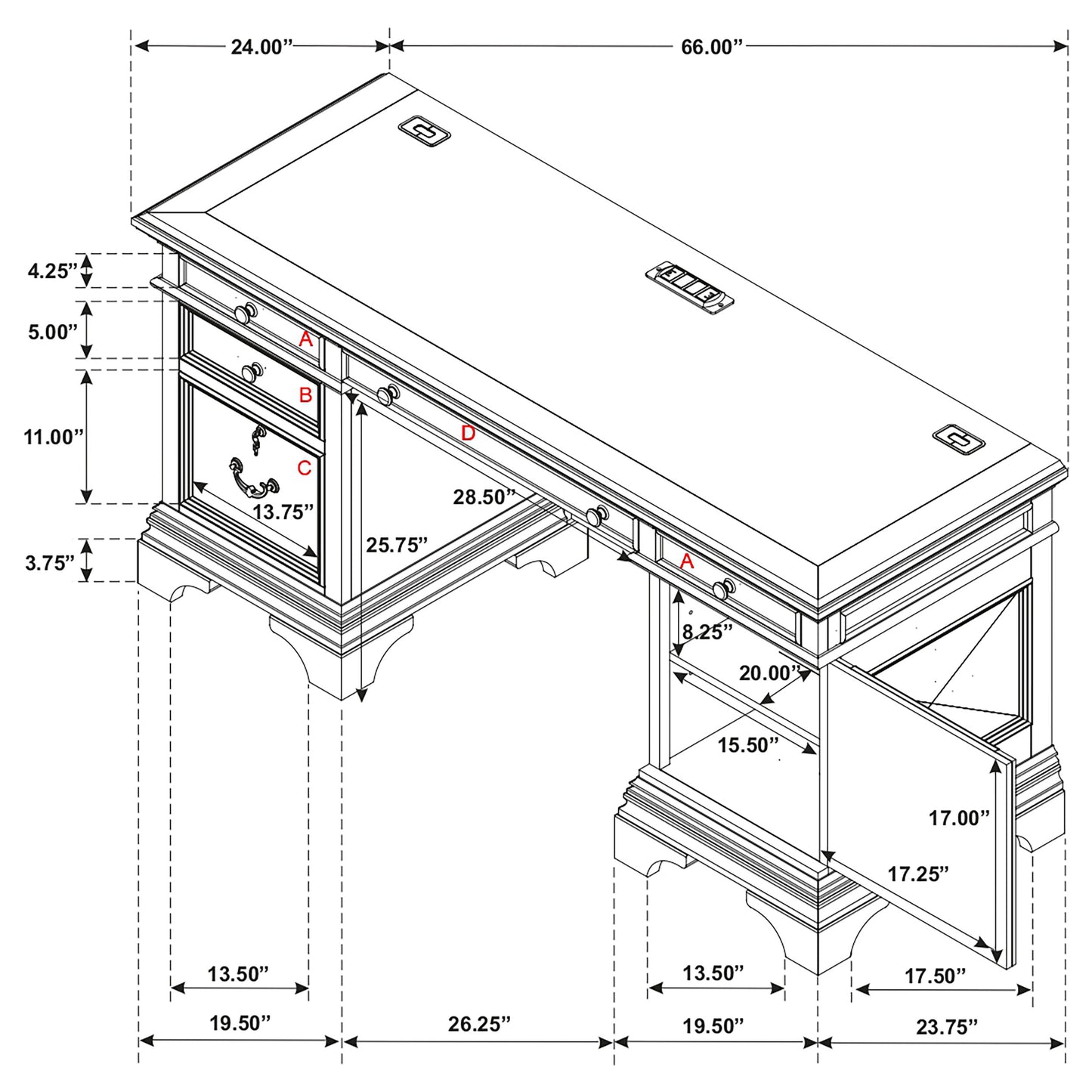 Hartshill 66-inch 5-drawer Credenza with Hutch Burnished Oak