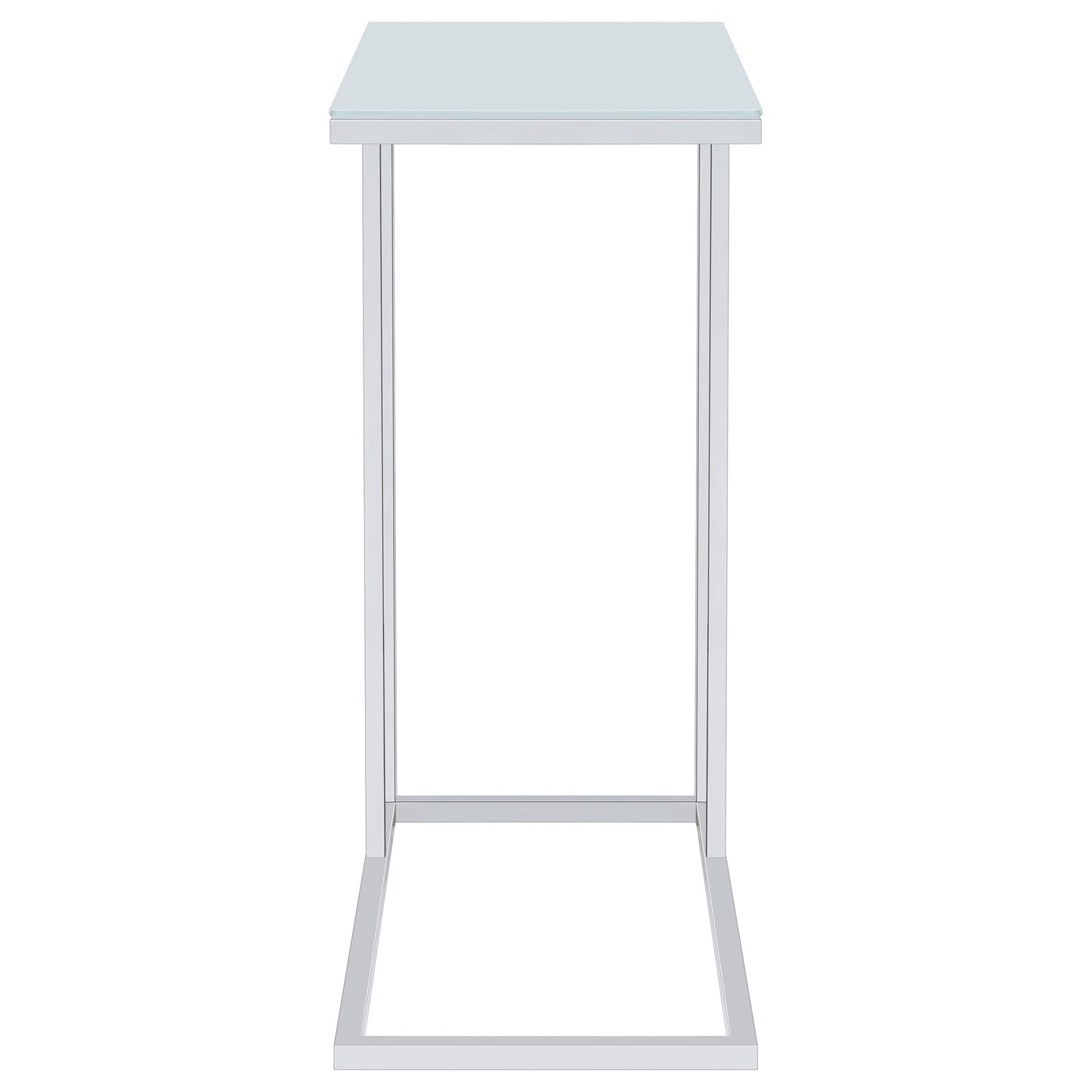 Stella White Glass Top C-Shaped Sofa Side Table Chrome