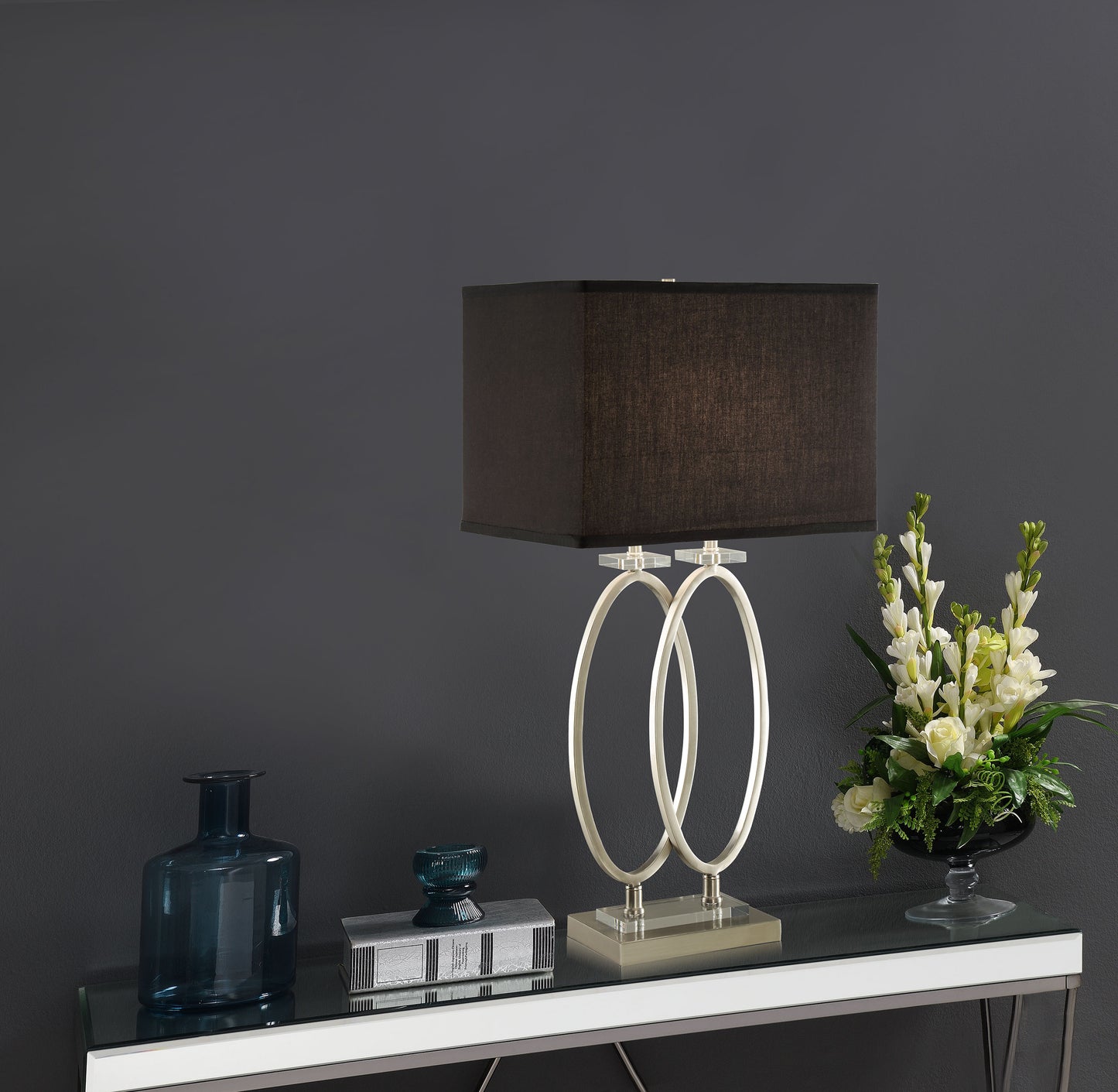 Izuku 29-inch Rectangular Shade Table Lamp Brush Nickel