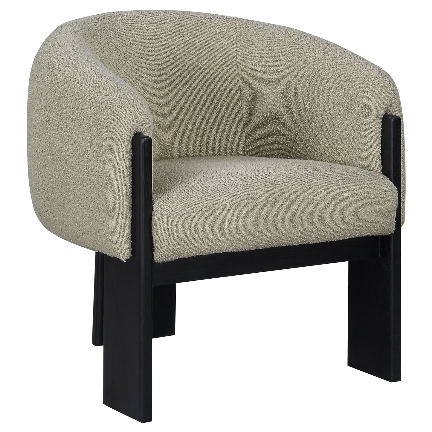 Valdez Boucle Upholstered Barrel Back Accent Chair Beige