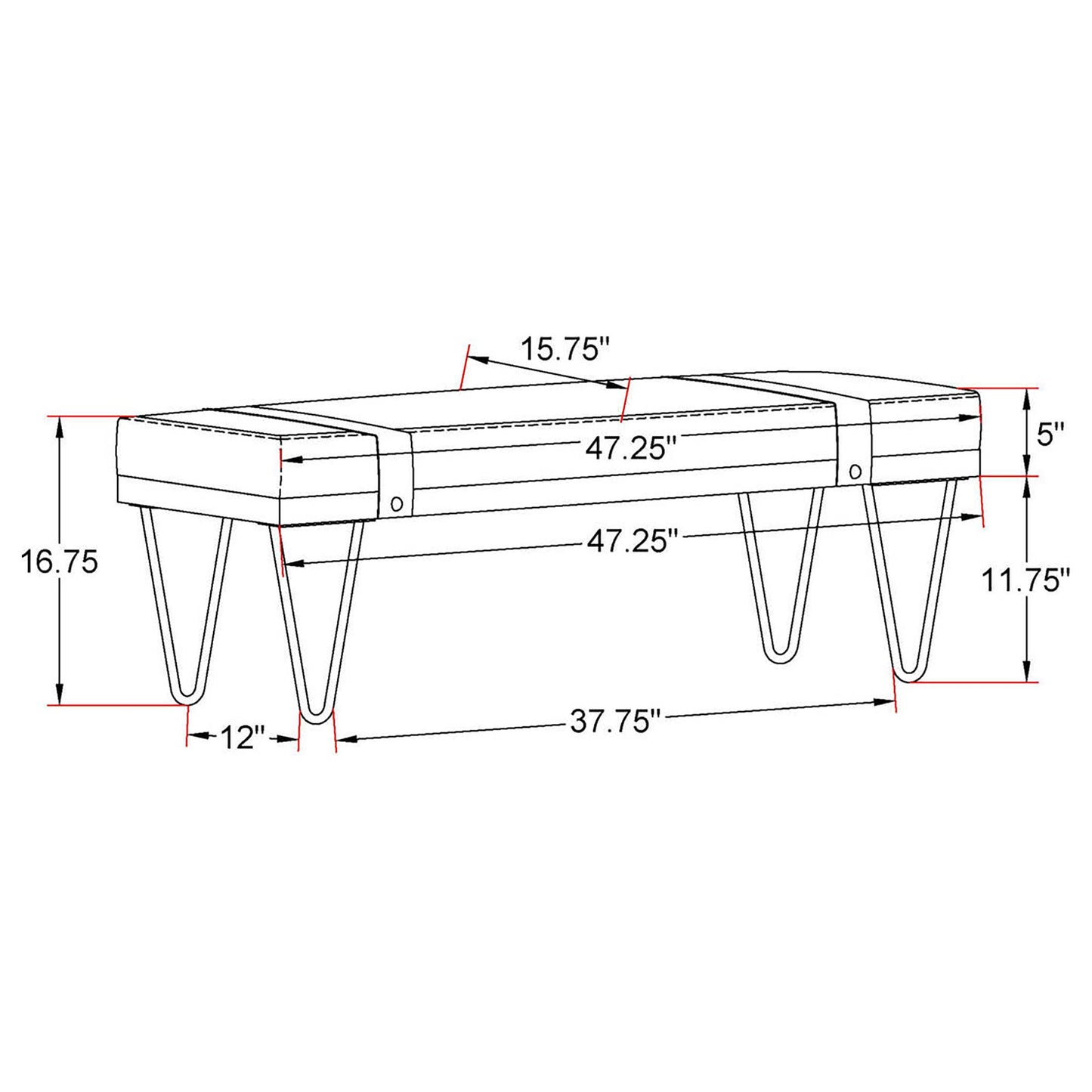 Austin Fabric Upholstered Accent Bench Beige