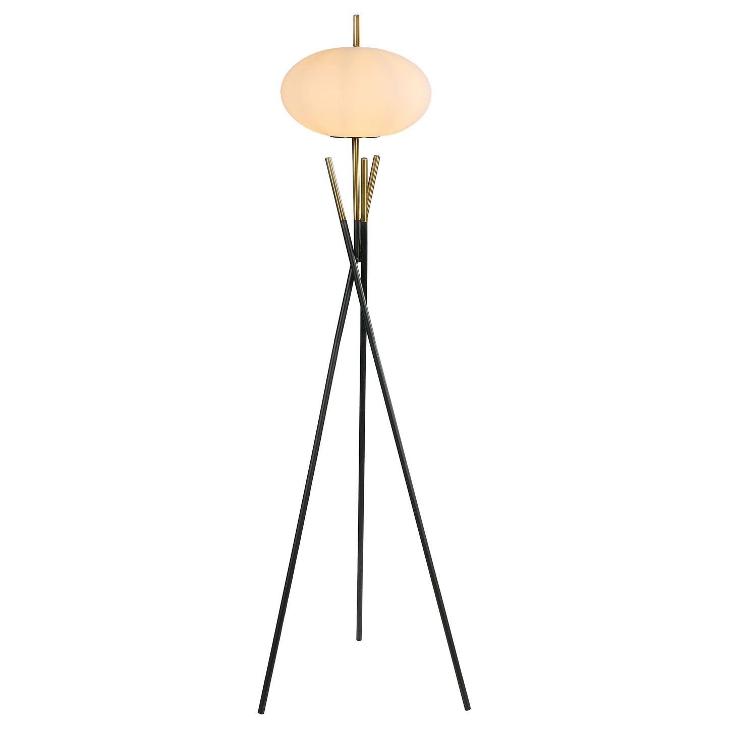 Layton White Orb Shade Tripod Floor Lamp Black