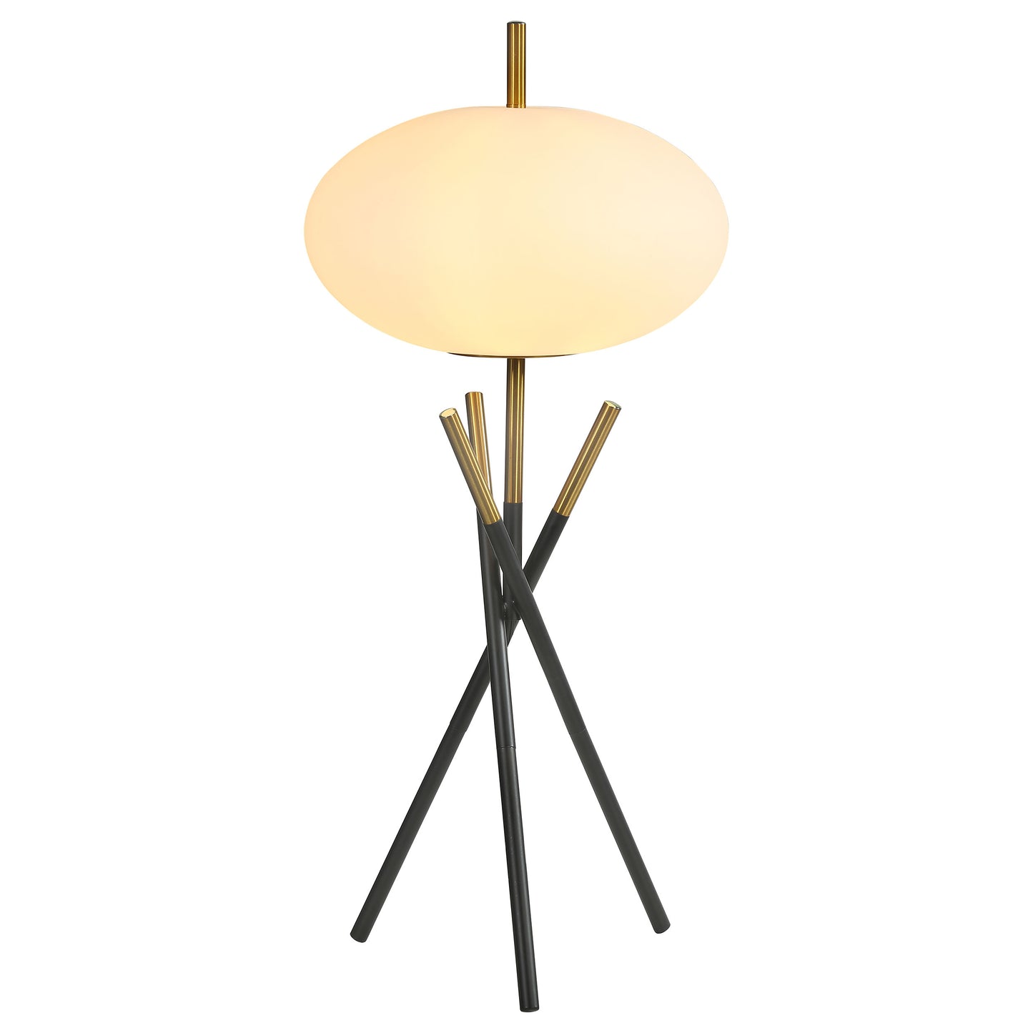 Layton White Orb Shade Tripod Table Lamp Black