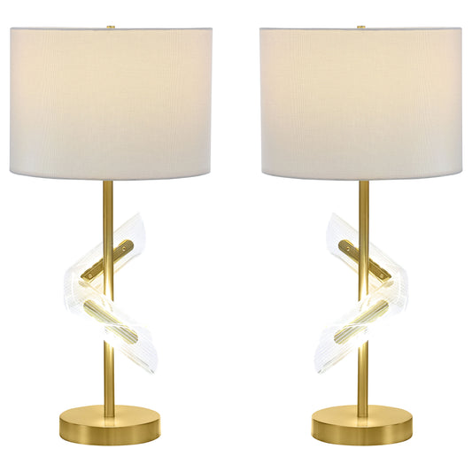 Kingsley 30-inch Drum Shade Table Lamp Gold (Set of 2)