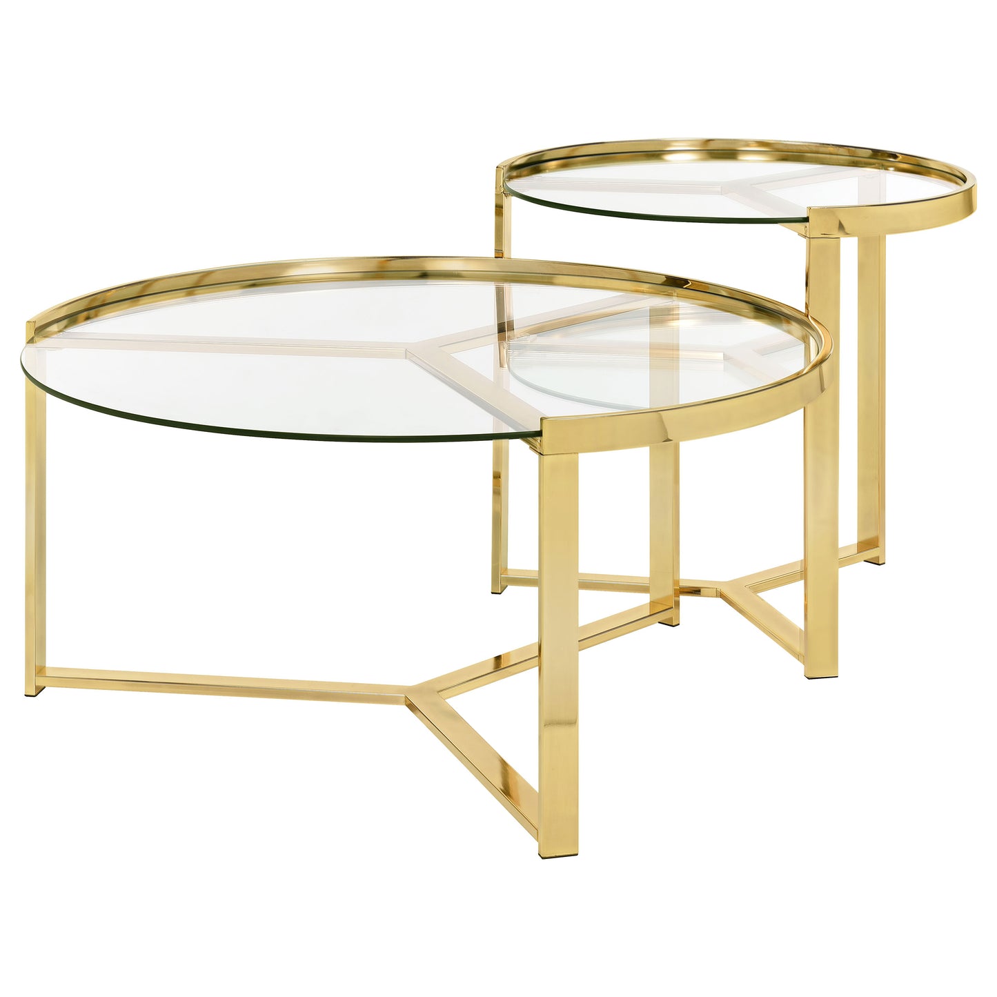 Delia 2-Piece Round Glass Top Nesting Coffee Table Gold