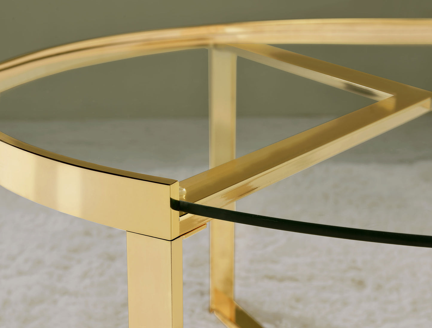 Delia 2-Piece Round Glass Top Nesting Coffee Table Gold