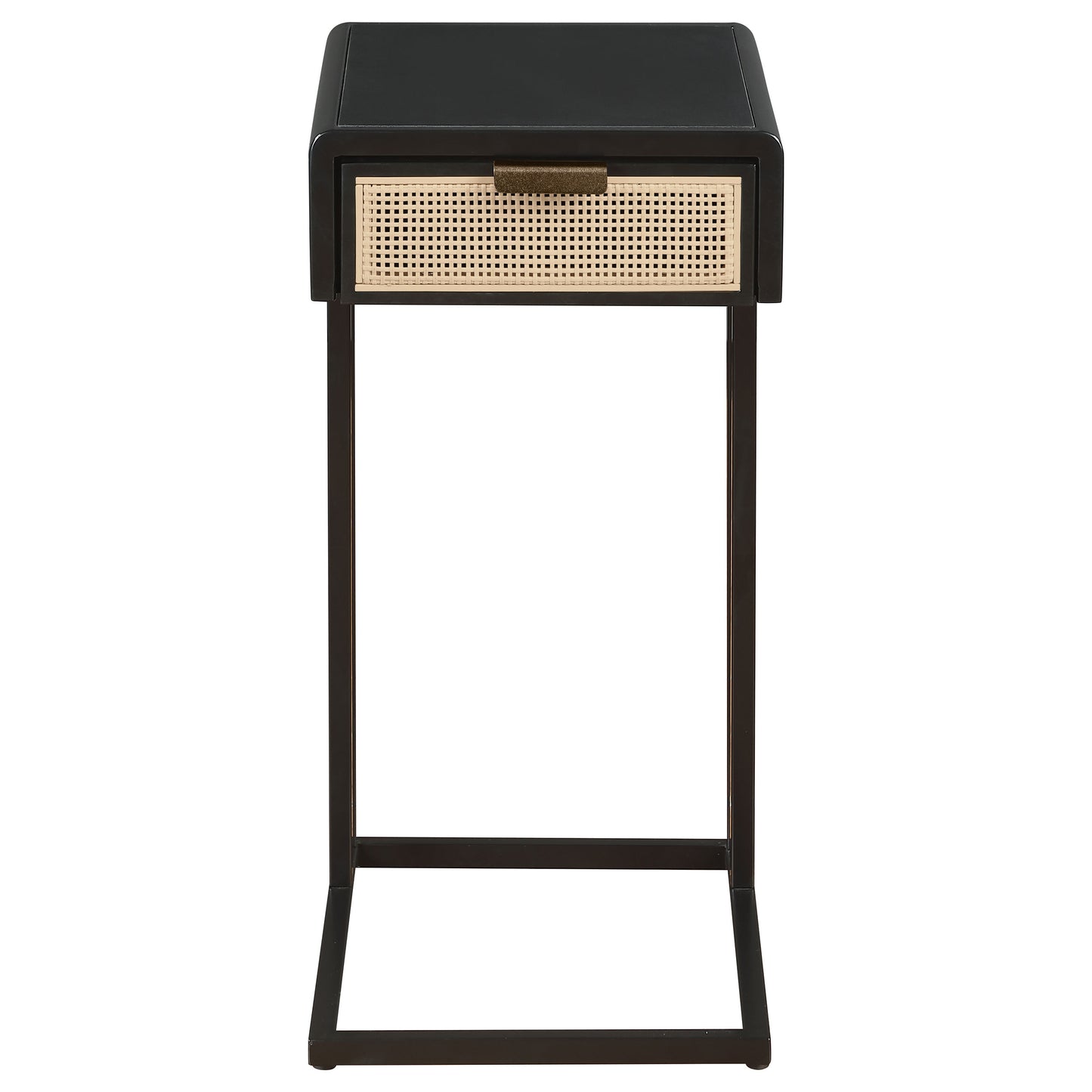 Amherst 1-drawer Radio Weave Cane Metal Side Table Black