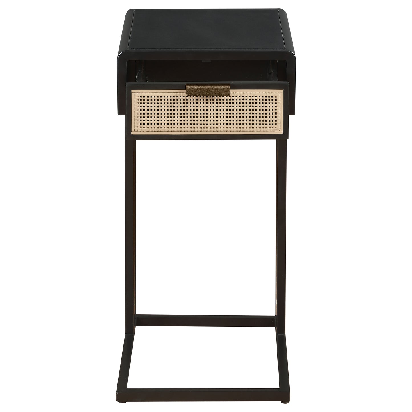 Amherst 1-drawer Radio Weave Cane Metal Side Table Black