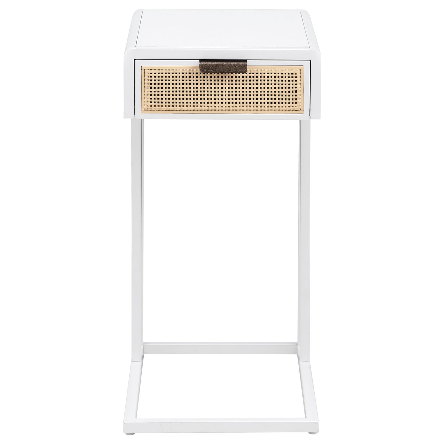 Amherst 1-drawer Radio Weave Cane Metal Side Table White