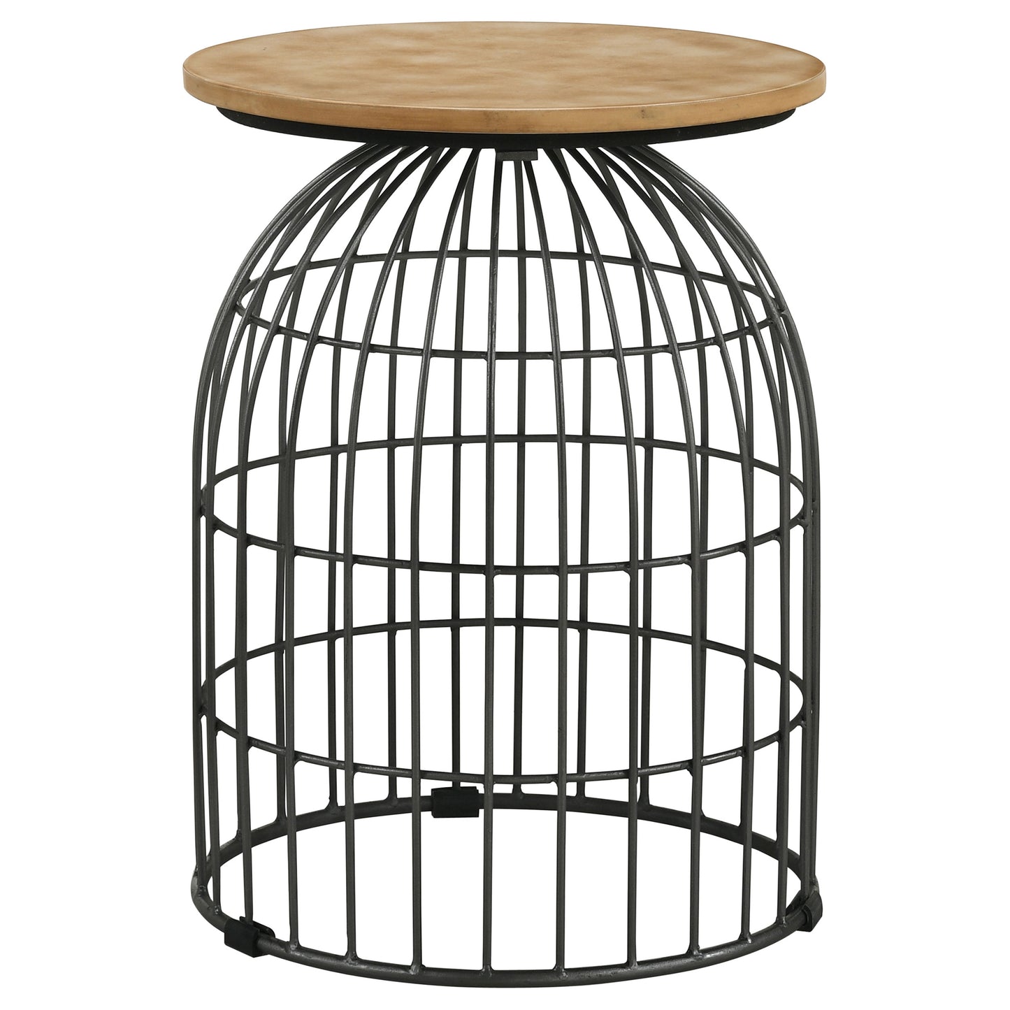 Bernardo Round Wire Frame Side Table Natural and Gunmetal