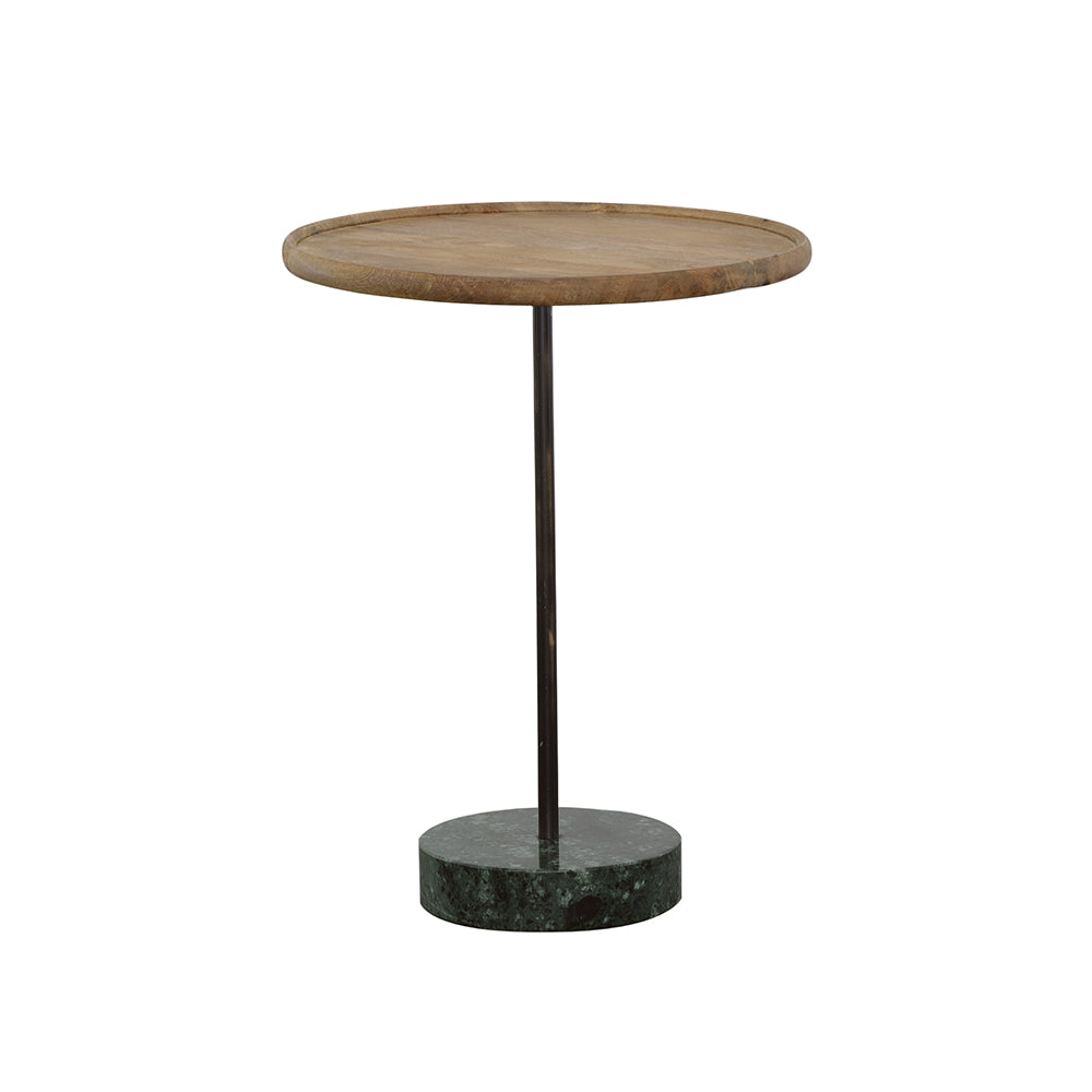 Ginevra 20-inch Wood Top Marble Base Table Natural and Green