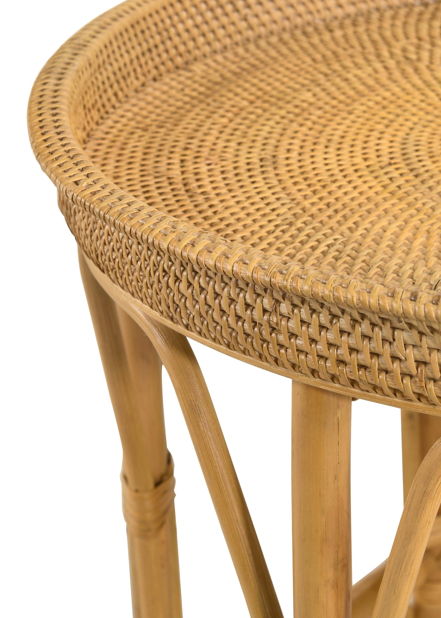 Antonio Round Rattan Tray Top Accent Side Table Natural