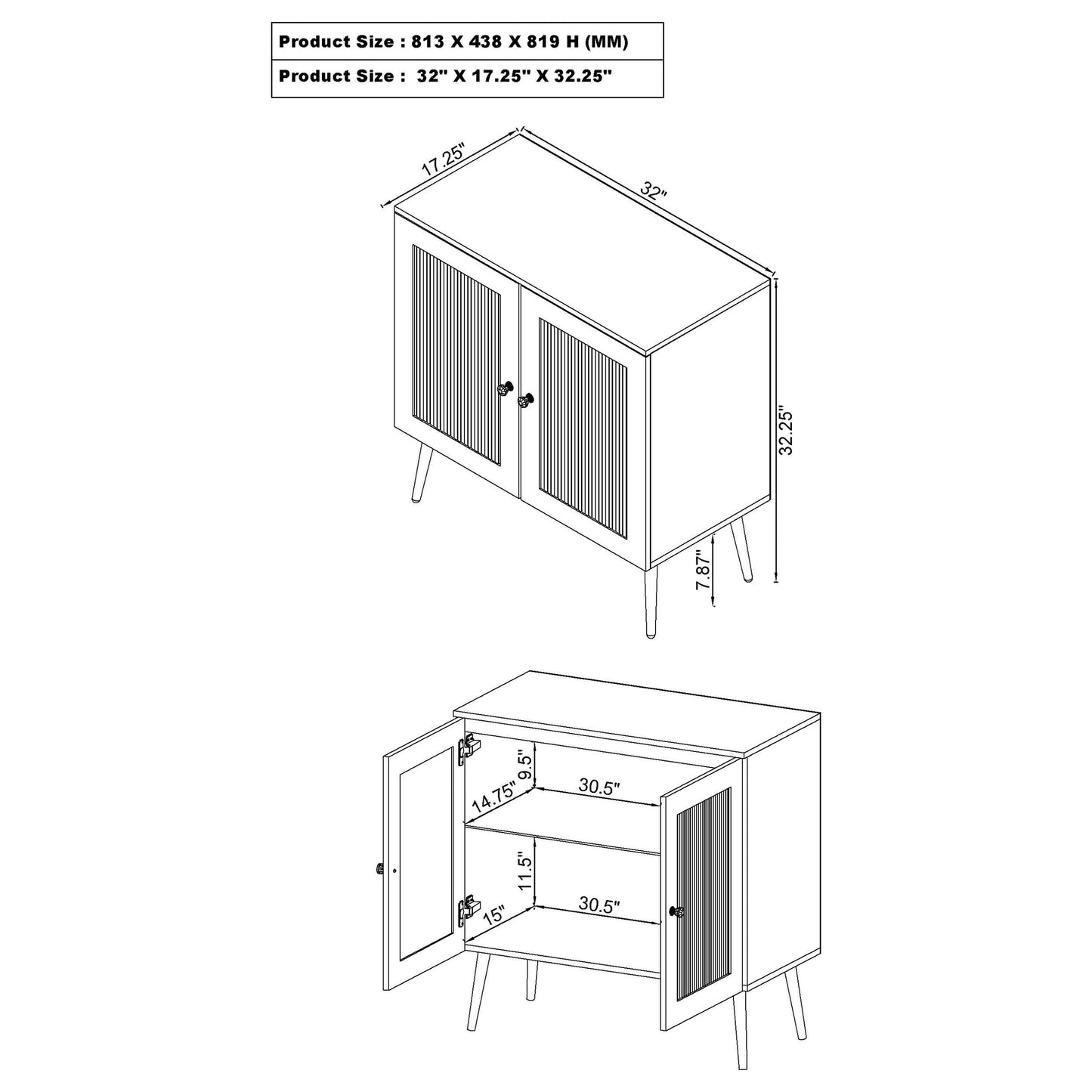 Nieta 2-door Engineered Wood Accent Cabinet White High Gloss