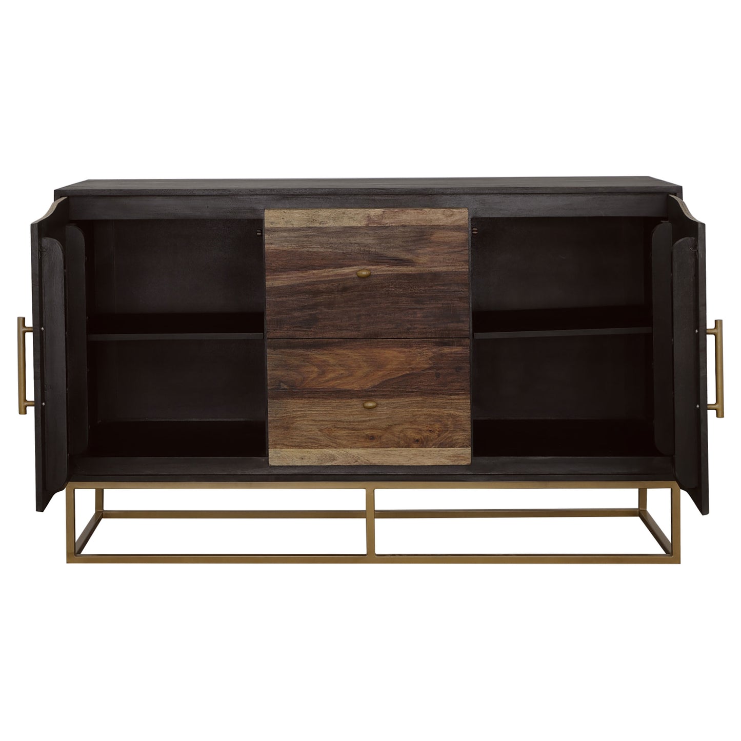 Zara 2-door 57-inch Wood Accent Storage Cabinet Black Walnut