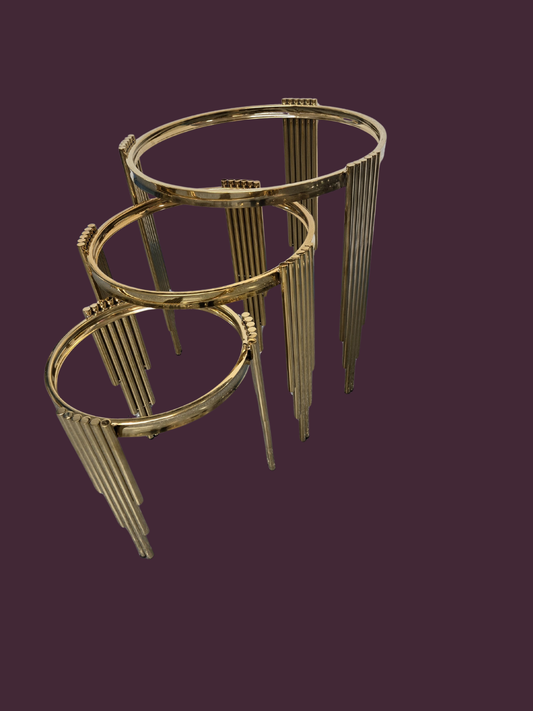 Golden Fringe Column Nesting Table Set (3-Piece)
