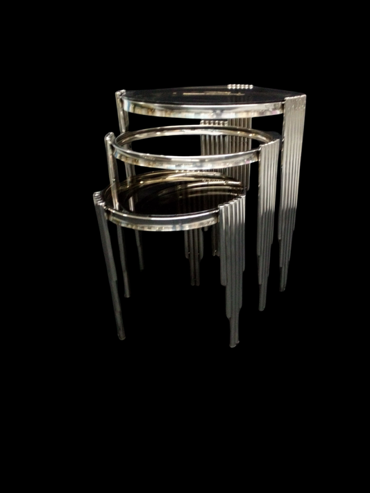Silver Fringe Column Nesting Table Set