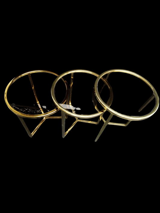 Golden Triple-Ring Accent Coffee Table