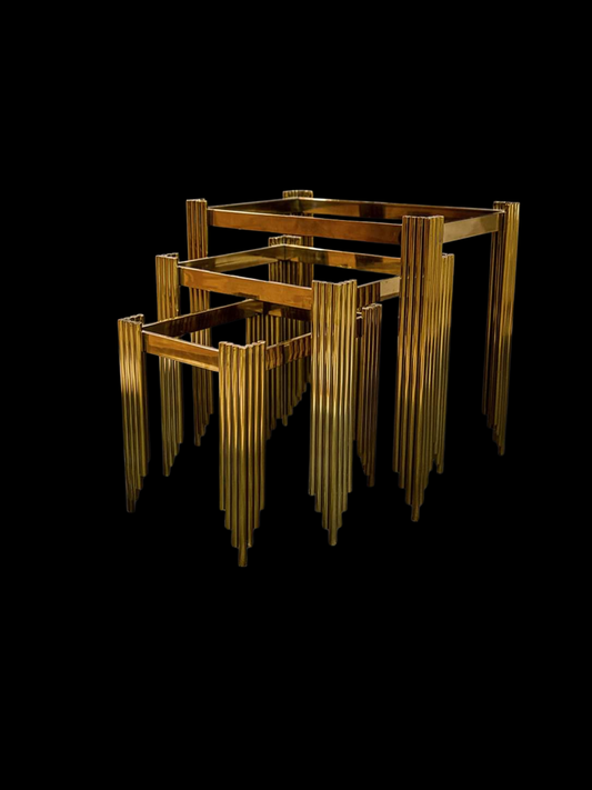 Golden Cascade Fringe Nesting Table Set (3-Piece)
