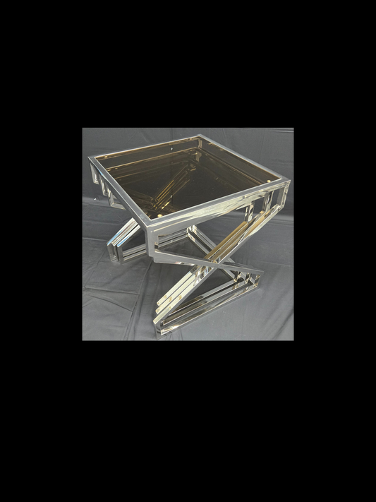 Silver X-Frame Nesting Table Set (3-Piece)