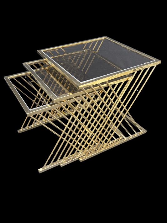 Golden Lattice X Nesting Table Set (3-Piece)