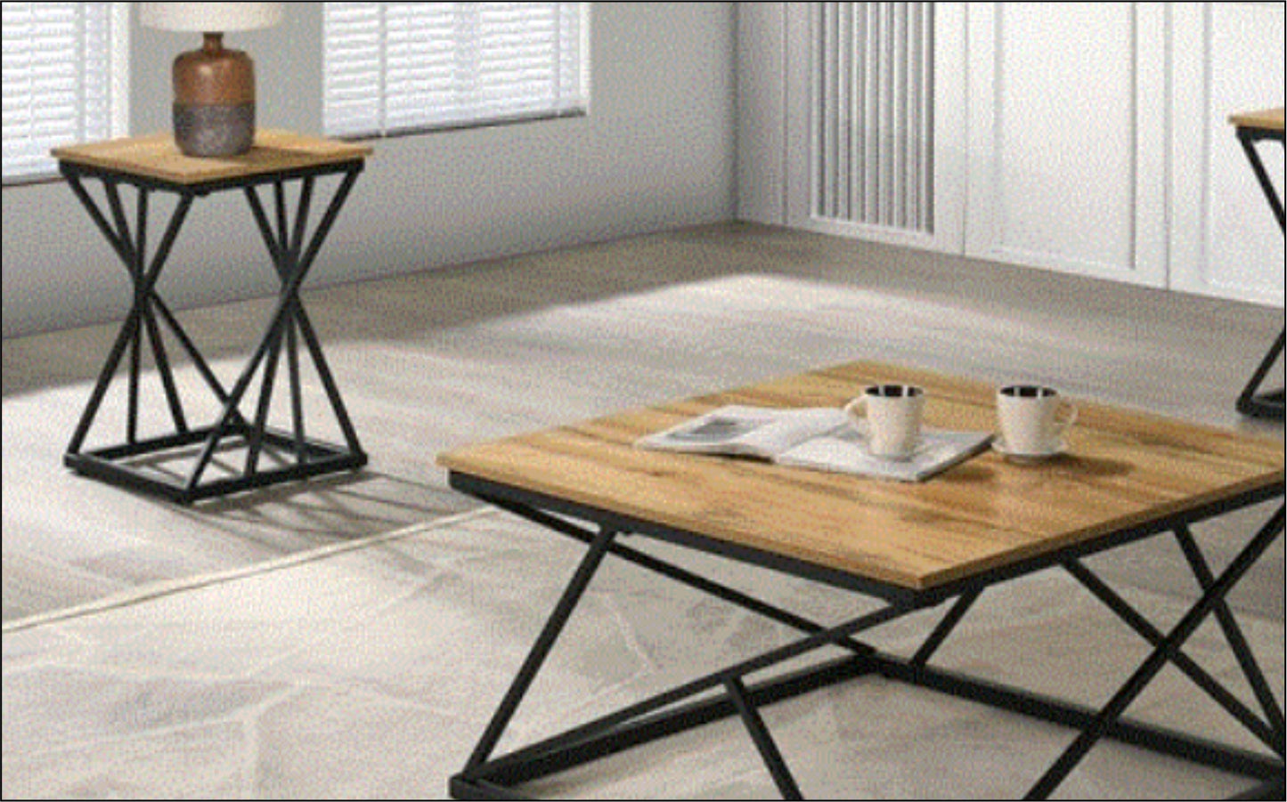 Borup 3 Pc. Table Set Natural/Black