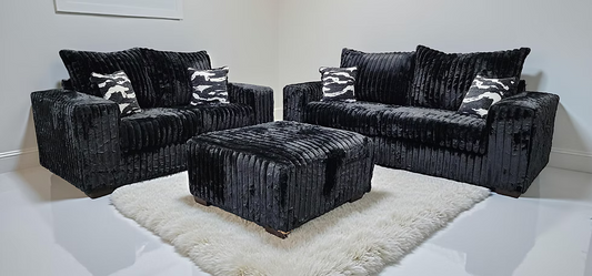 Texan Oversize Sofa and Loveseat (Black)