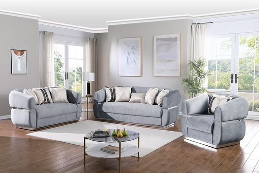 Carmela Sofa-Loveseat-Chair Set Gray