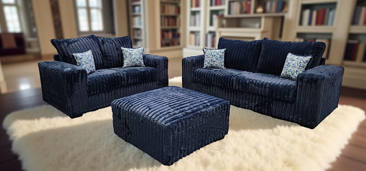 Texan Oversize Sofa and Loveseat (Blue)