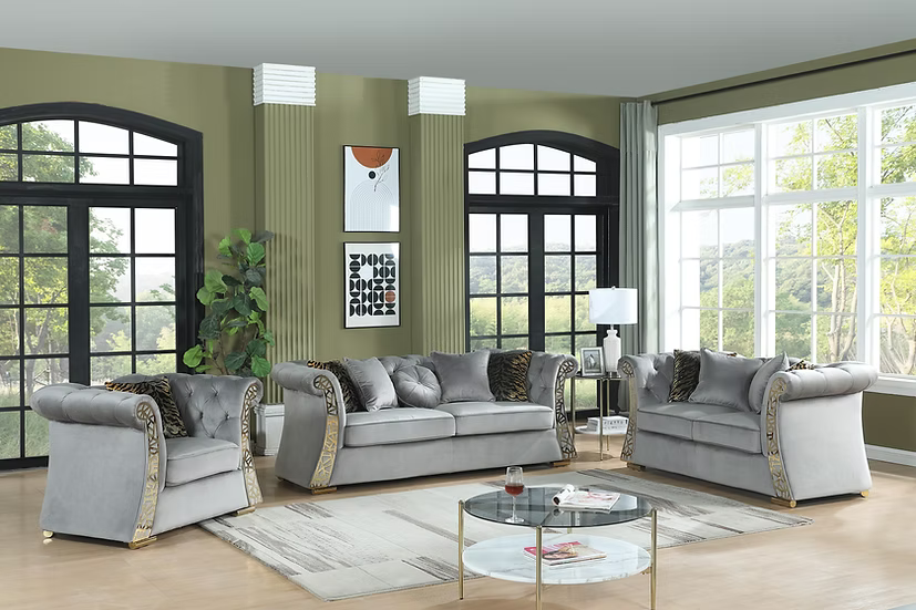 Curamu Sofa-Loveseat-Chair Set grey