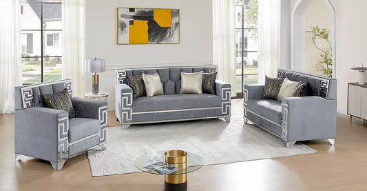Hira Sofa-Loveseat Set Grey