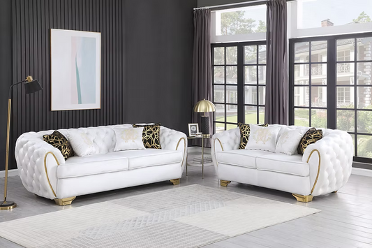 Mila Sofa-Loveseat Set White