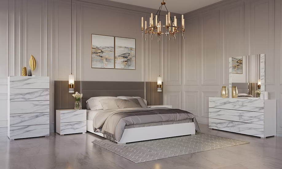 Nina Collection Italian Bedroom Set Queen 4 Pc