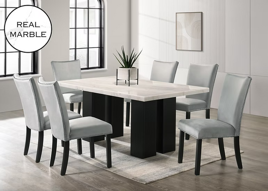 Valentino Real Marble Dining SEt 7 Pc Black (Copy)