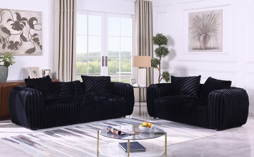 Eli Sofa/Loveseat  Set Black