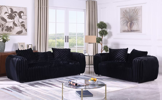 Eli Sofa/Loveseat  Set Black