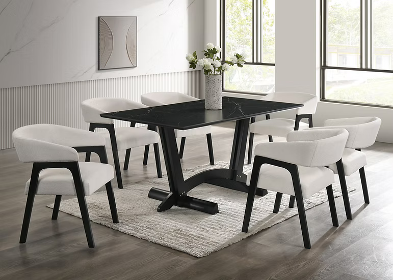 Nava Dining Set Black 7 Pc