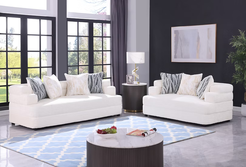 Steoso Sofa and Loveseat Cream